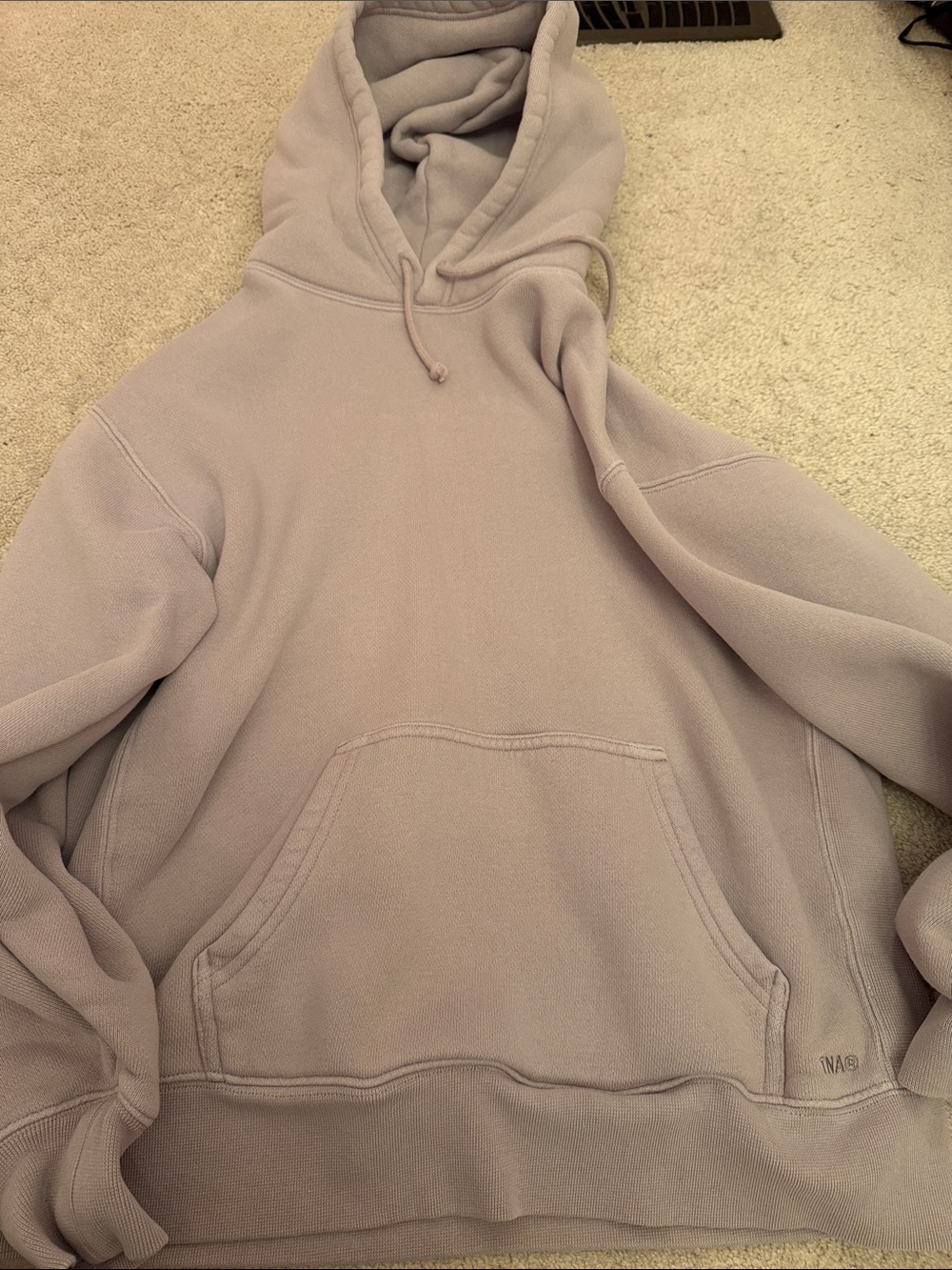 Aritzia Oversized Hooded Pullover Sweatshirt in Light Taupe